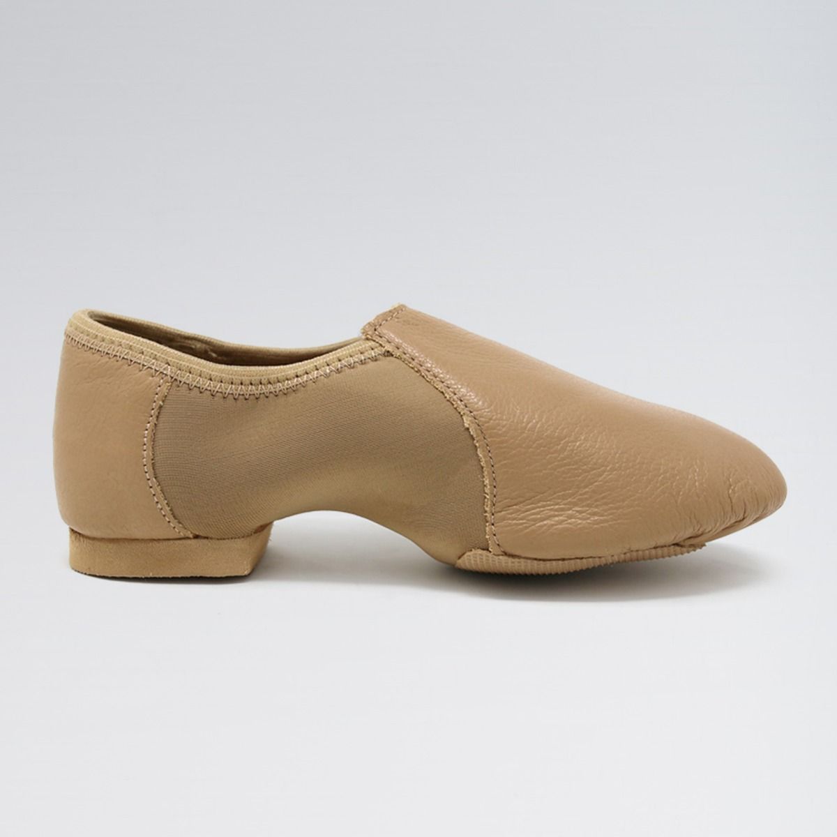 So Danca Leather Jazz Shoe with Neoprene Arch and Rubber Split Sole Black Tan