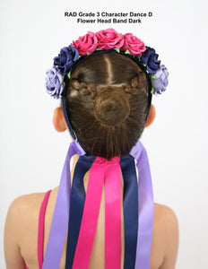 Floral Long Ribbon Headdress Dark