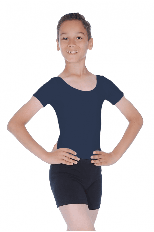 Adam Short Sleeved Boys/Mens Navy Cotton Leotard